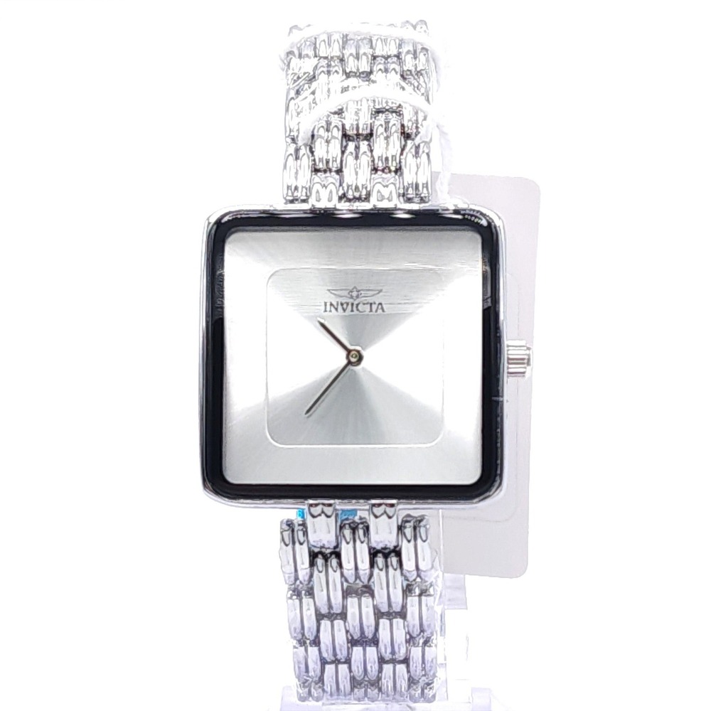 Invicta Women Square Silver Dial Stainless Steel Quartz Watch 70423